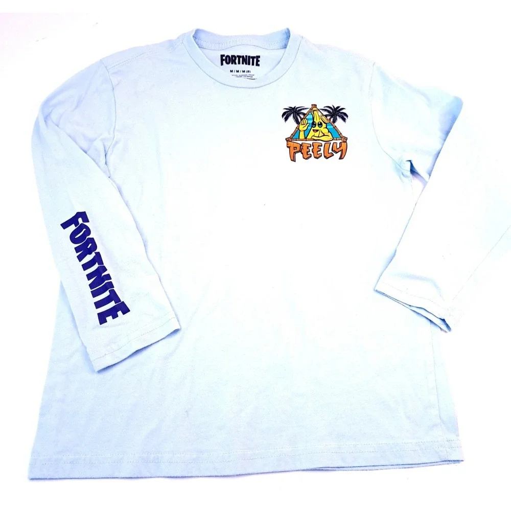 Fortnite Boys Peely‎ Long Sleeve T-Shirt Boys Medium 8 Blue Video Game Gear